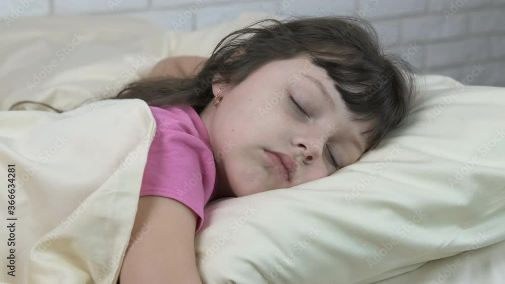 Healthy child sleep. Beautiful little girl sleeping in bed. Healthy child sleep. Beautiful little girl sleeping in bed.