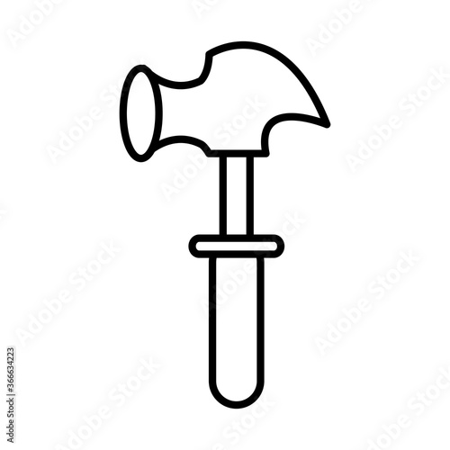 carpentry hammer tool repair maintenance and construction equipment line style icon