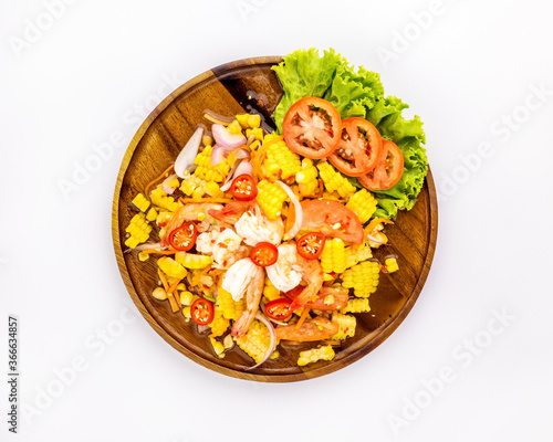 Corn salad with shrimp teasy Thai street food photo