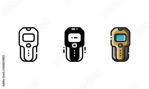 Stud finder icon. With outline, glyph, and filled outline style