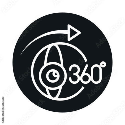 360 degree view panoramic video camera block and line style icon design