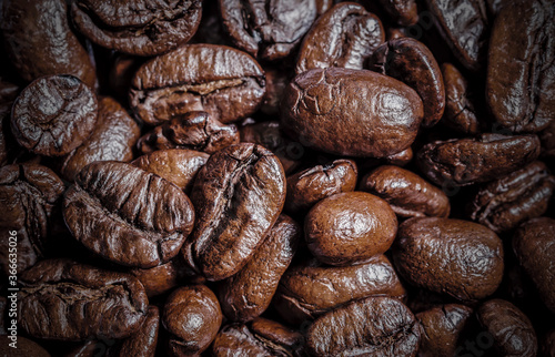Macro coffee beans texture background