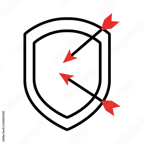 shield with arrows icon, half line half color style