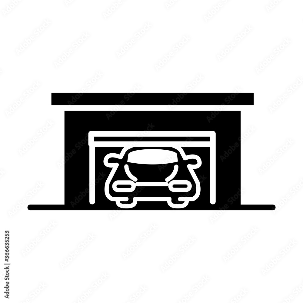 car in garage parking transport silhouette style icon design car in garage parking transport silhouette style icon design