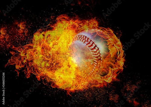 炎に包まれた野球ボール