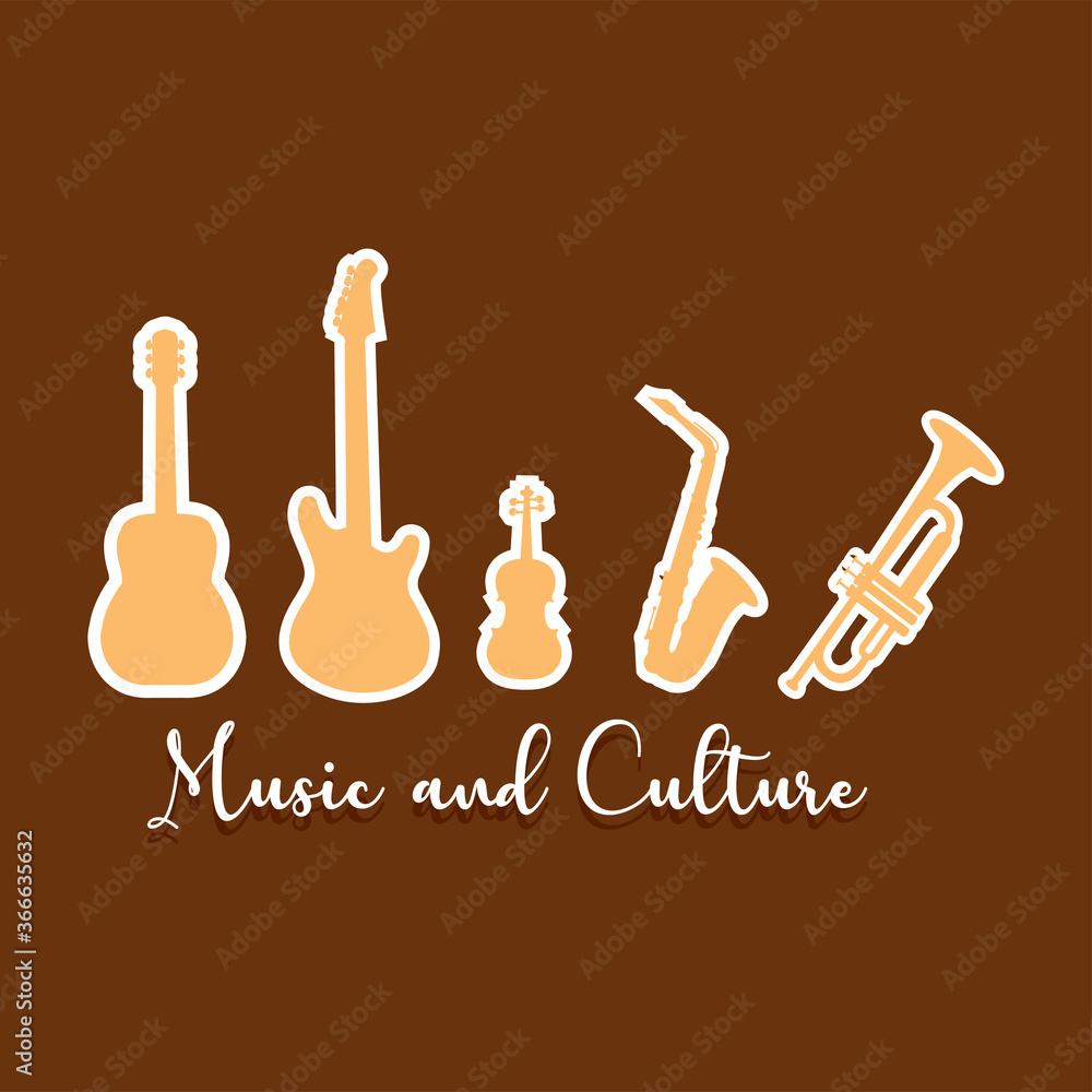 Silhouette of a musical instruments