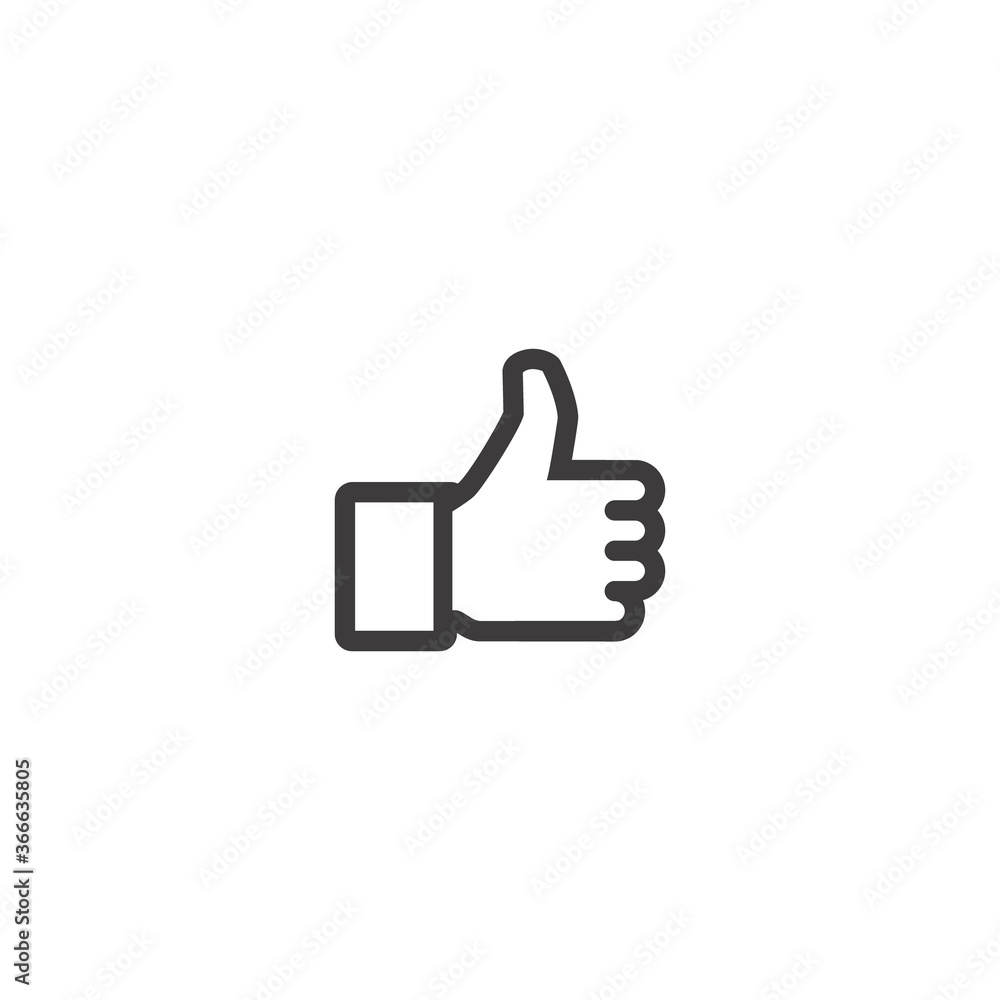 Thumbs up, Vector line icon. Flat design style Thumbs up, Vector line icon. Flat design style