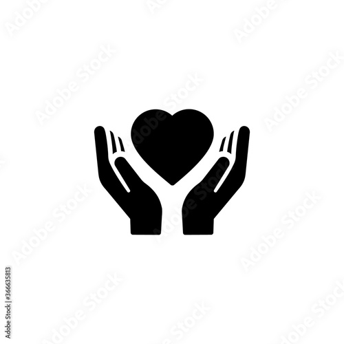 vector heart in the hands icon. Flat design style
