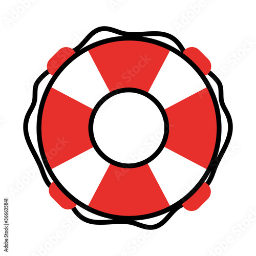 round lifebuoy icon, half line half color style