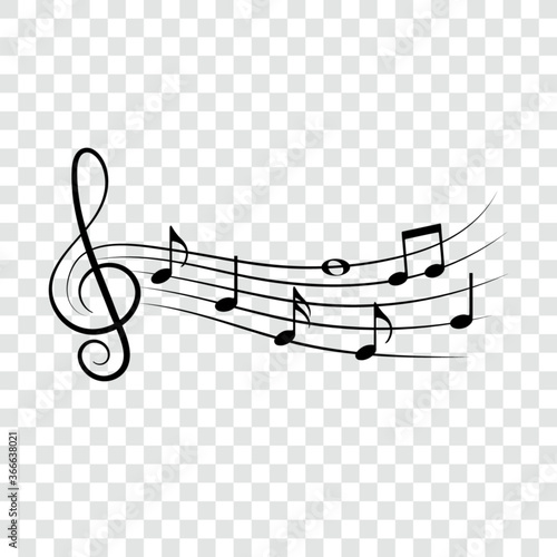 Music notes, doodle style, musical design element, vector illustration.