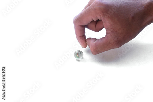 play glass marble on a white background