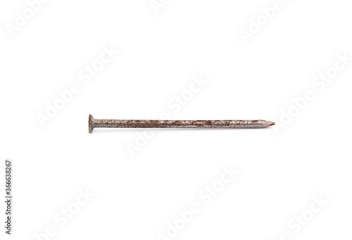 Old metal nails rusted Separate white background.