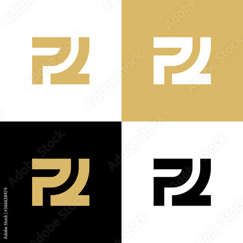 Initial letter PL logo design with gold color - Vector
