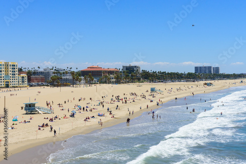 Wallpaper Mural Aerial view on Santa Monica beach  Torontodigital.ca