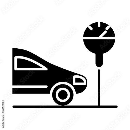 parking car front meter transport silhouette style icon design