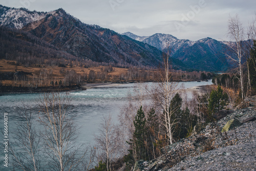 mountain lake in winter