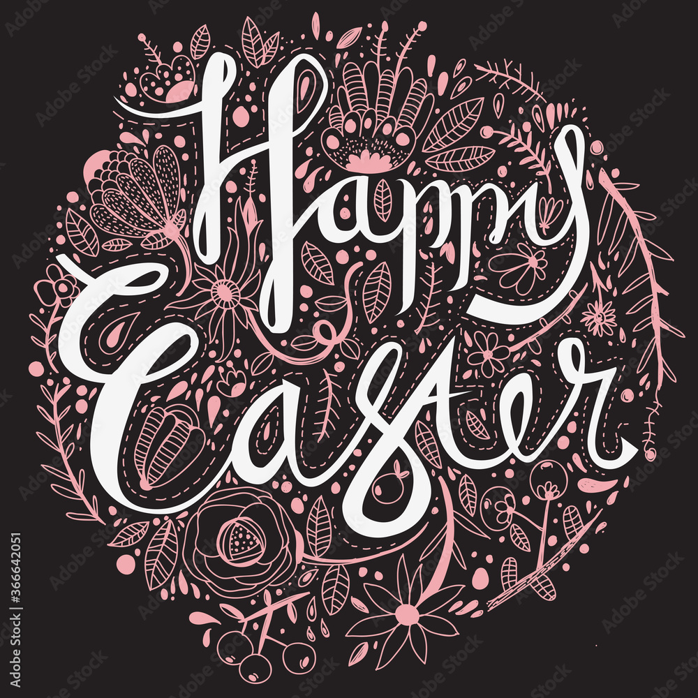 Happy Easter typo line art artwork illustration