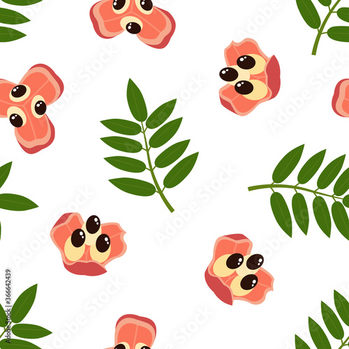 Ackee Fruit. Seamless Vector Patterns photo