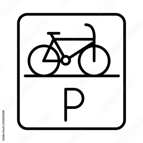parking bicycle road sign transport line style icon design