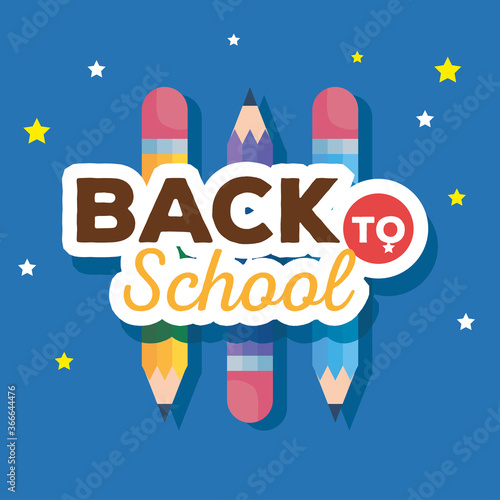 back to school banner with pencils and stars decoration