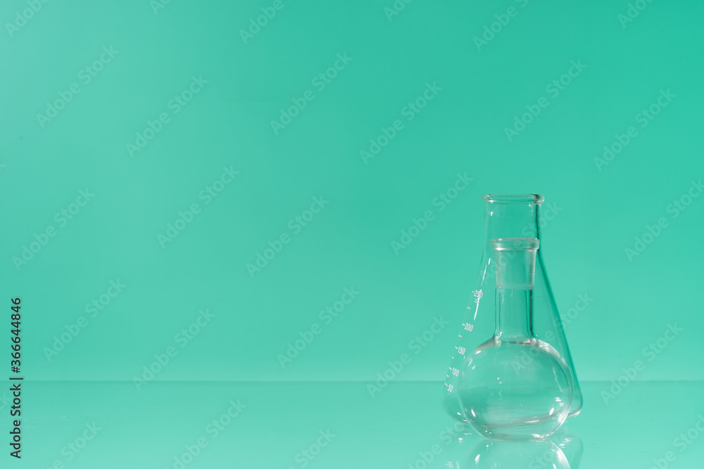 Chemical vessels. Glass flasks. Laboratory utensil.