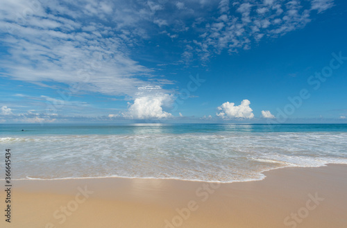Landscape Beach Sea  Phuket  Thailand. Landscape view of beach sea sand and sky in summer day. Beach space area. At Karon Beach  Phuket  Thailand. On 20 August 2020. 