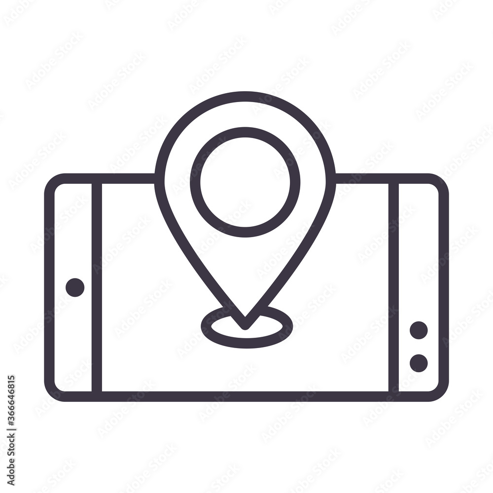 smartphone gps navigation location device technology thin line style design icon smartphone gps navigation location device technology thin line style design icon