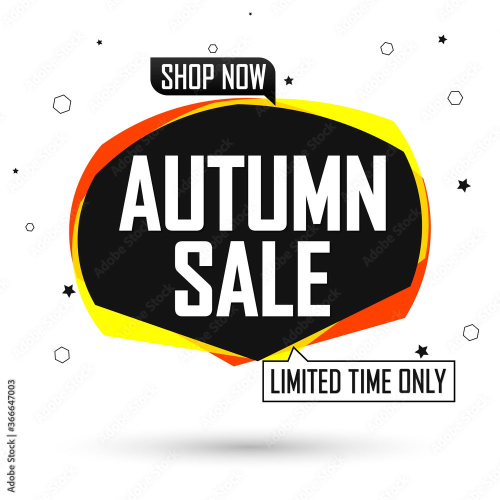 Autumn Sale tag, bubble banner design template, app icon, vector illustration