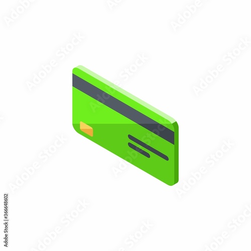 Credit card Green left view - White Background icon vector isometric. Flat style vector illustration.