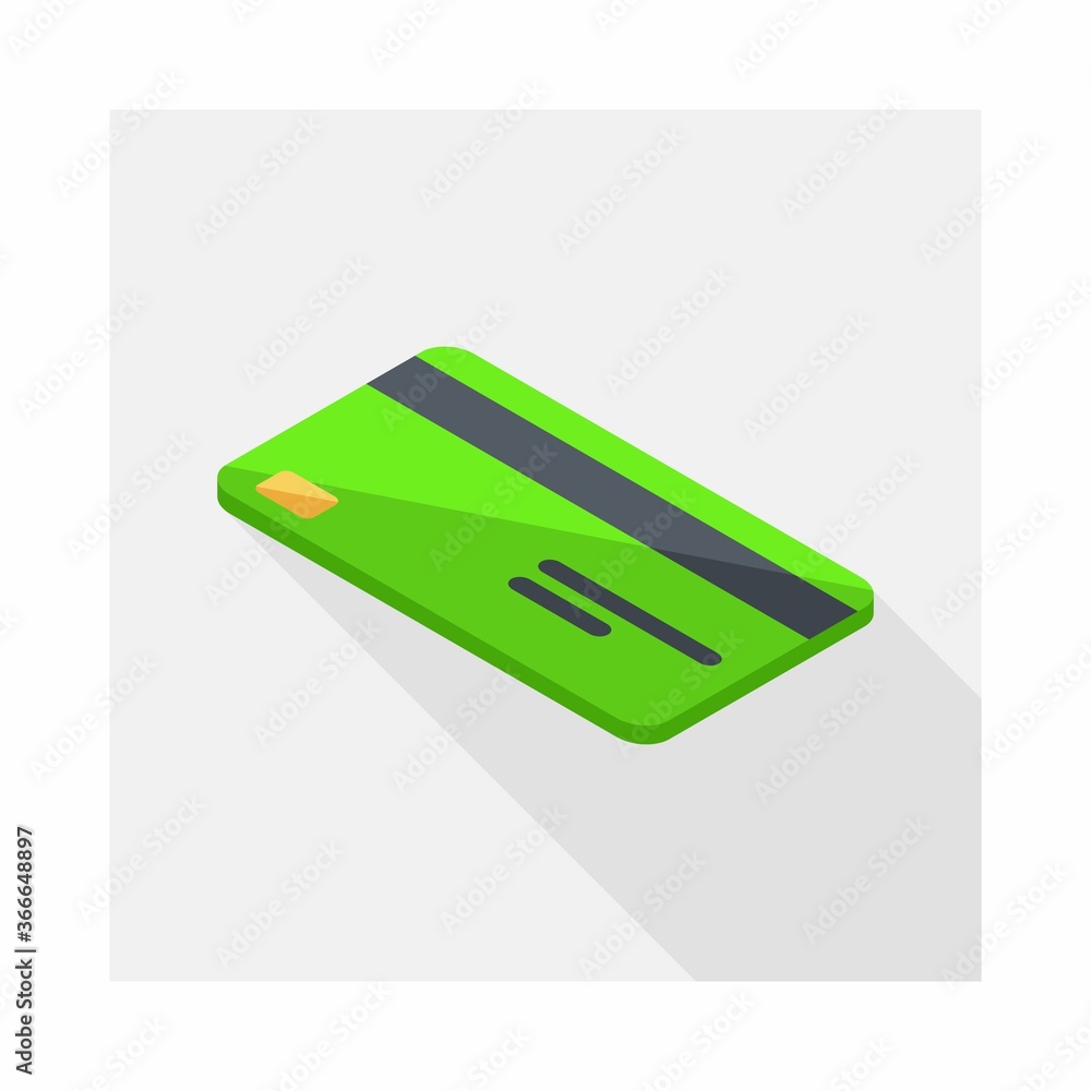 Credit card Green left view icon vector isometric. Flat style vector illustration. Credit card Green left view icon vector isometric. Flat style vector illustration.