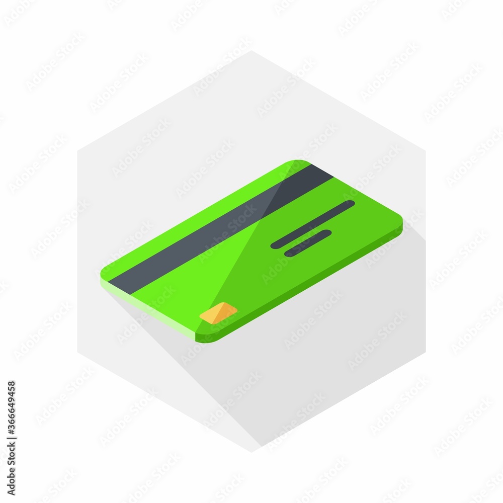 Credit card Green right view icon vector isometric. Flat style vector illustration. Credit card Green right view icon vector isometric. Flat style vector illustration.
