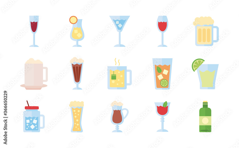 bundle of drinks collection set icons bundle of drinks collection set icons
