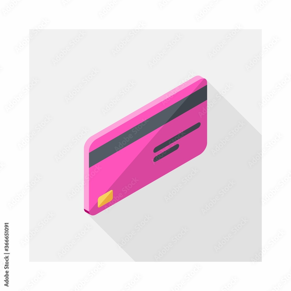 Credit card Pink right view icon vector isometric. Flat style vector illustration. Credit card Pink right view icon vector isometric. Flat style vector illustration.