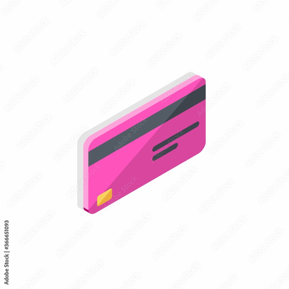 Credit card Pink right view - Shadow icon vector isometric. Flat style vector illustration. Credit card Pink right view - Shadow icon vector isometric. Flat style vector illustration.