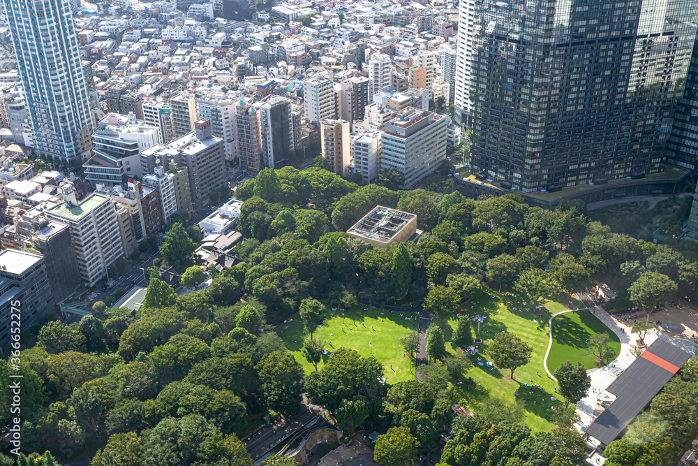 Obraz premium 東京都庁南展望台から見た新宿中央公園