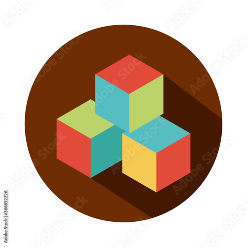 cubes toy object for small children to play, block and flat style cartoon