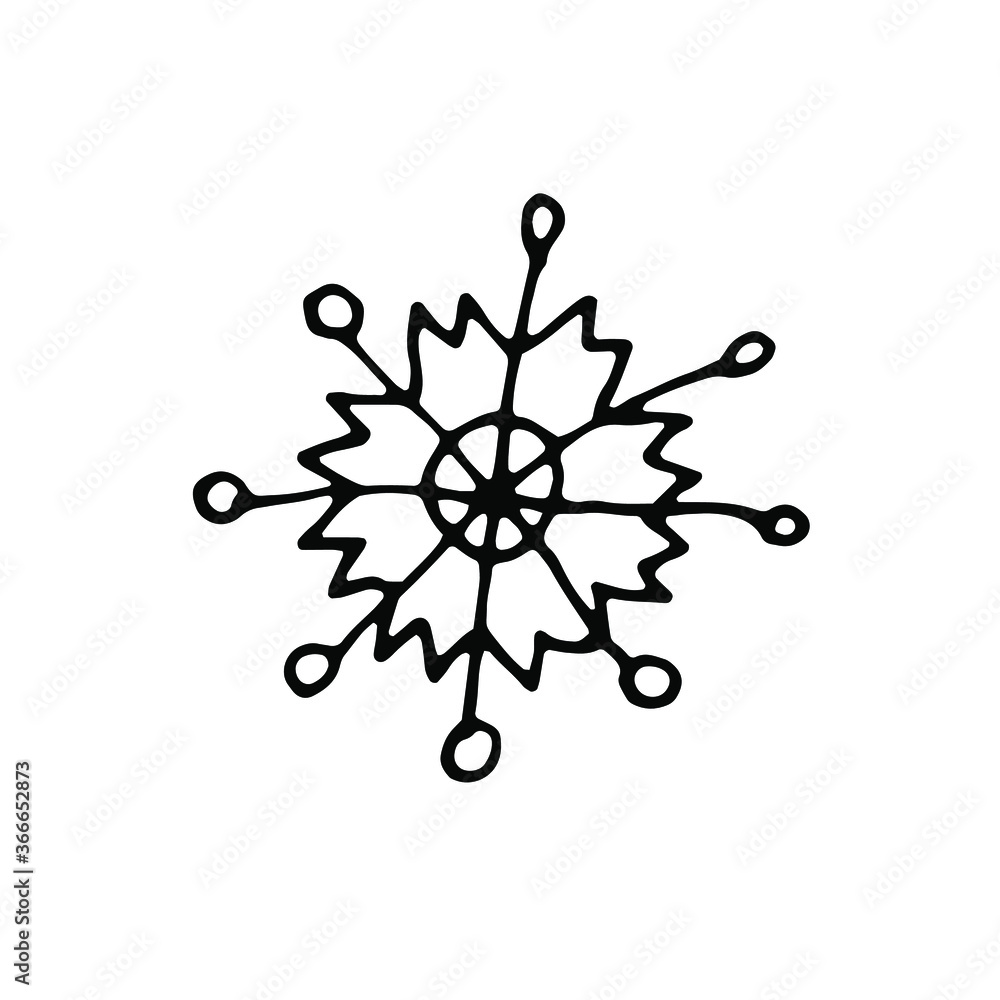 Hand drawn snowflake doodle. Sketch winter icon. Decoration element. Isolated on white background. Vector illustration.hand drawn one snowflake doodle isolated.Black Sketch Snowflake isolated on white Hand drawn snowflake doodle. Sketch winter icon. Decoration element. Isolated on white background. Vector illustration.hand drawn one snowflake doodle isolated.Black Sketch Snowflake isolated on white