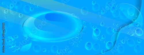 water label with many bubbles, light design, vector illustration on a blue background