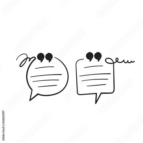 hand drawing quote boxes illustration icon isolated background