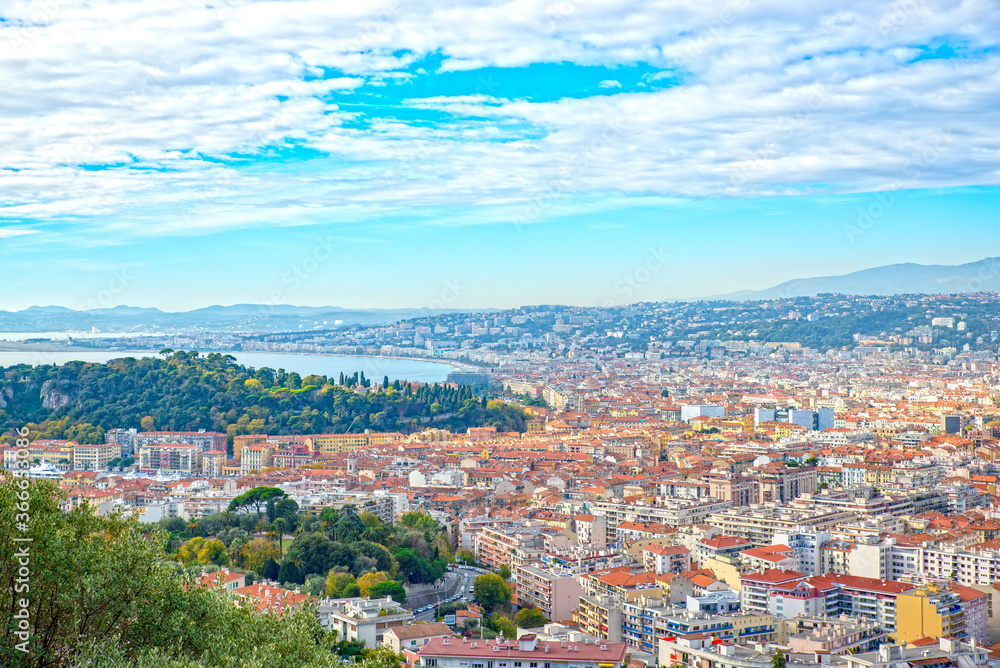 View of the city of Nice in the French Riviera France