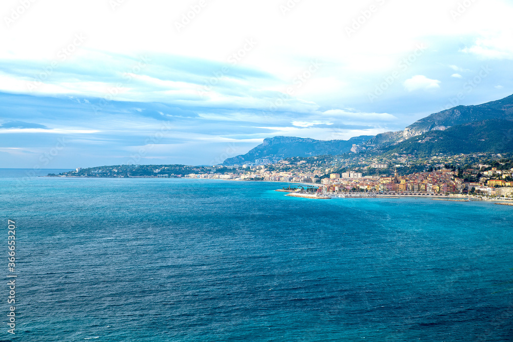 View of the French Riviera from Menton to Montecarlo