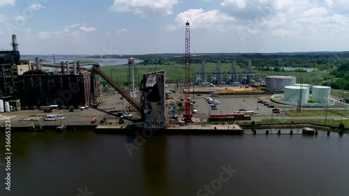 Aerial view of coal power plant in the process of being dismantled in Sayreville, New Jersey photo