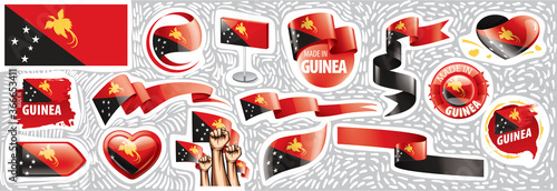 Vector set of the national flag of Papua New Guinea in various creative designs