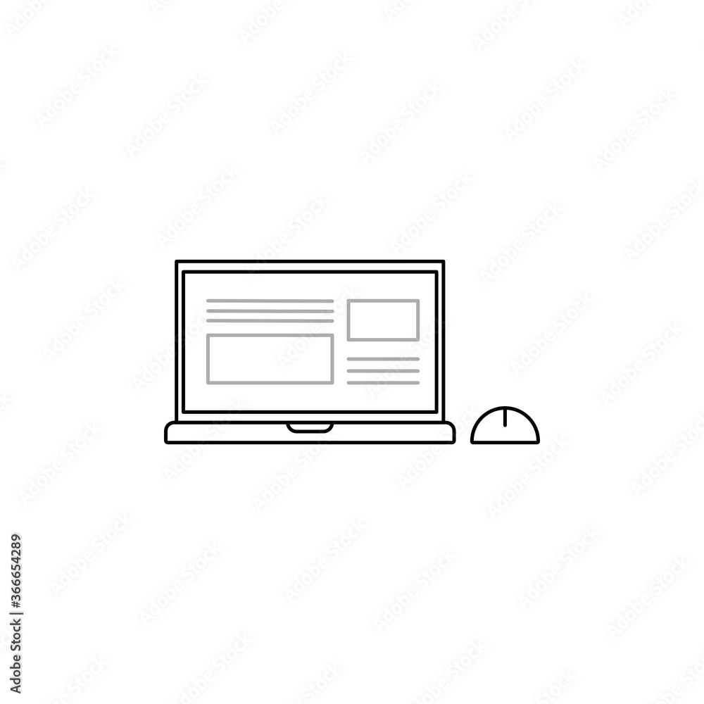 Computer laptop line icon On a white background Computer laptop line icon On a white background