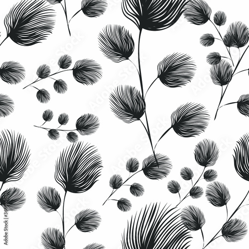 Feather duster design pattern. Vector illustration seamless pattern for fabric, textile, gift wrapping, background, wallpaper, bullet journal, scrapbooking 
