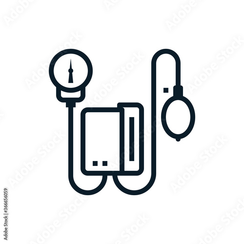 Sphygmomanometer outline icons. Vector illustration. Editable stroke. Isolated icon suitable for web, infographics, interface and apps.