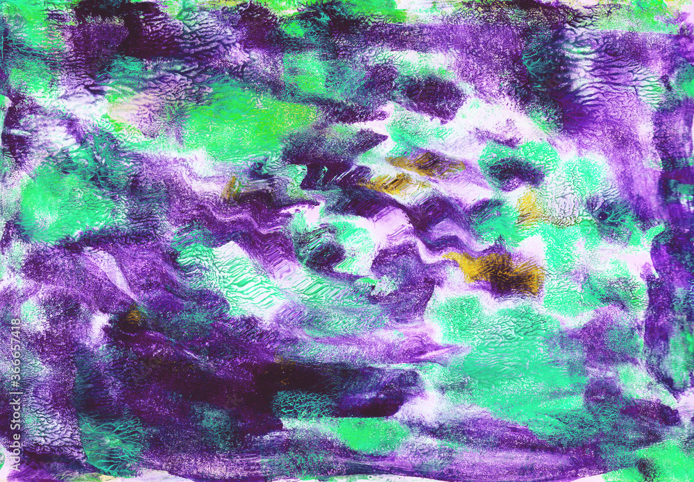 Watercolor Hand Painted Modern Art Abstract Background  Grunge  Green and Purple Texture