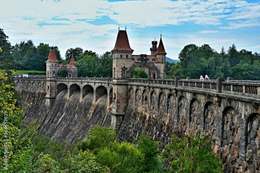 Czech Republic-historic dam on the river Elbe