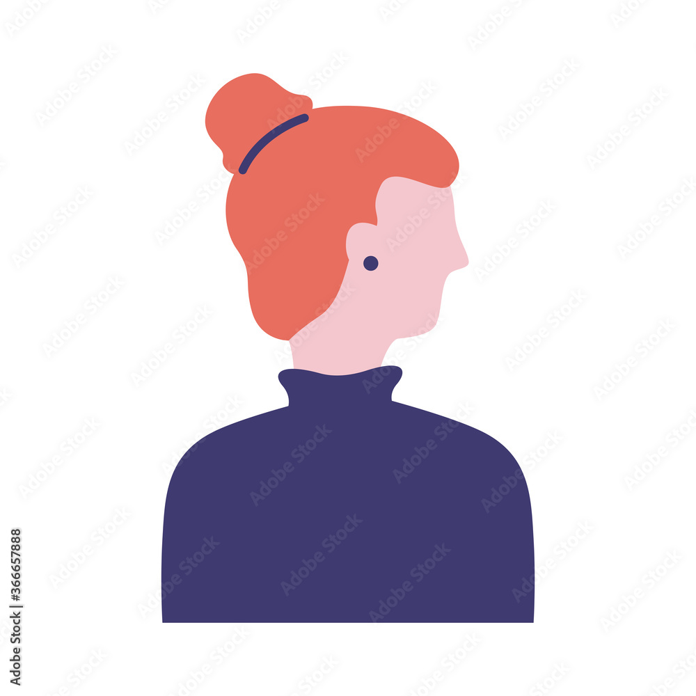 young woman profile avatar character flat style icon young woman profile avatar character flat style icon