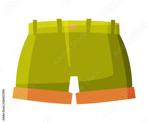 Green Shorts, Summer Vacation Object, Traveling and Tourism Vector Illustration on White Background
